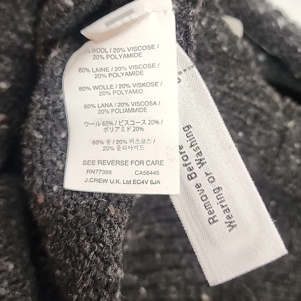 J. Crew Black Charcoal Speckled Crew Neck Warm Unisex XL Wool Blend Sweater NWT